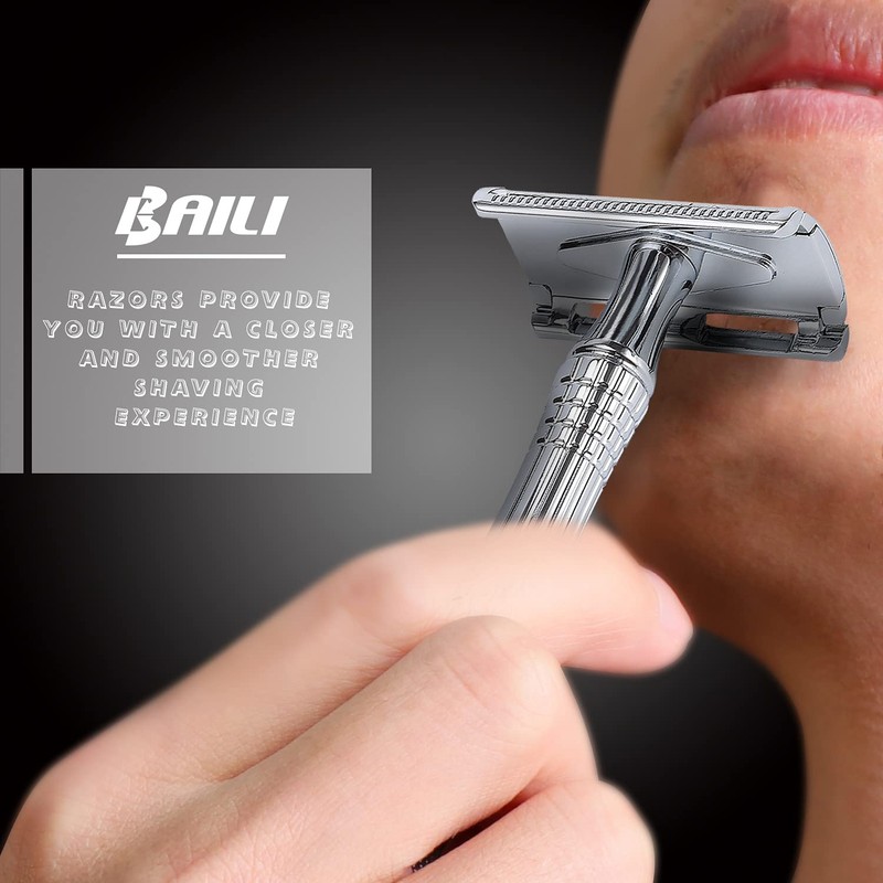 BAILI Classic 3-Piece Double Edge Safety Razor Wet Shaving for