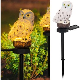 Owl Solar Decorative Garden Stake Lighting, Waterproof Cute Animal Outdoor Figurine Lights Ornament Statue Decor for Pathway, Patio, Lawn Housewarming