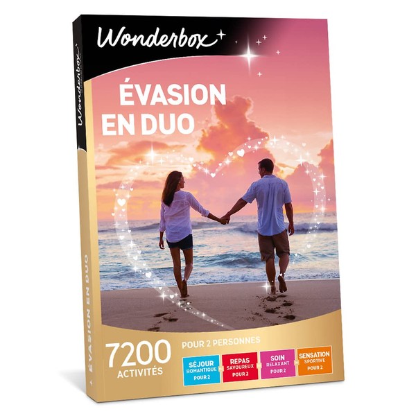 Wonderbox - Coffret cadeau - EVASION EN DUO - 6300 séjours romantiques, repas délicieux, soins relaxants ou sensations sportives