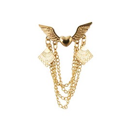 Knighthood Lapel Pin Shirt Button with Chain and Emblem Detailing Gold Brooch Lapel Pin Suit Jacket, Metal, No information