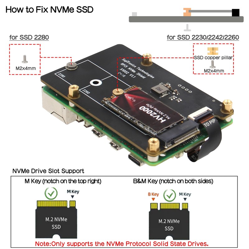 Geekworm X1002 PCIe to M.2 HAT NVMe SSD PIP PCIe