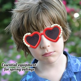 Baby Sunglasses Children's Sunglasses 3-9 Years, Polarised Children's Sunglasses, Funny Heart-Shaped Party Sunglasses, UV400 Protection, Pearl, Vintage Heart for Toddlers, Girls, Boys, Beach Party