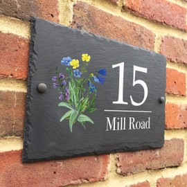  Bespoke Slate House Signs - Handmade Custom Door Number Wall Plaque with Rustic Black Farmhouse Design - Includes Screws & Fixings - Ideal for Home, Office, Gate, Porch - 200x300mm
