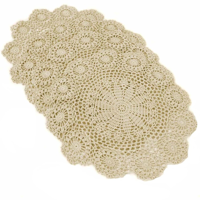 kilofly Handmade Crochet Round Cotton Lace Table Placemats Doilies Value