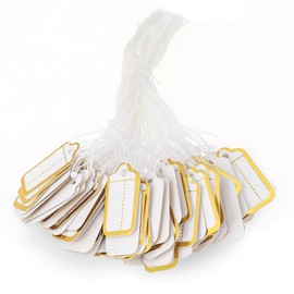 500Pcs Price Tags for Retail, Small Paper Price Tags Jewelry Hanging Price Tags with String Attached, White Marking Tag Clothing Display Hang Retail Tags Price Tags for Crafts Blank Strung Label