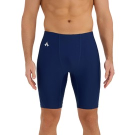 SURFEASY Men's Swim Jammers Quick Dry Athletic Swimwear Printed UPF 50+ Racing Bathing Suit for Men (Navy, L)