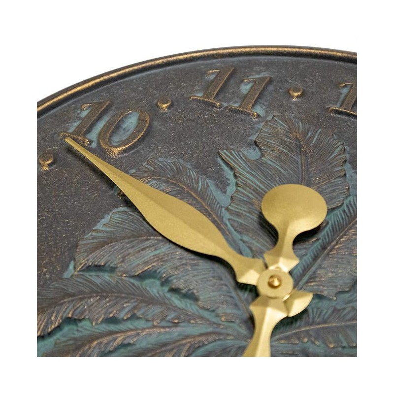 BestNest Whitehall Palm Tree Clock & Thermometer Set, Bronze Verdi,
