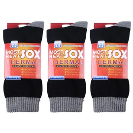 Thermal Socks for Men, Winter Warm Socks Mens for Cold Weather Extreme Temperatures,Dark Black (3 Pairs)