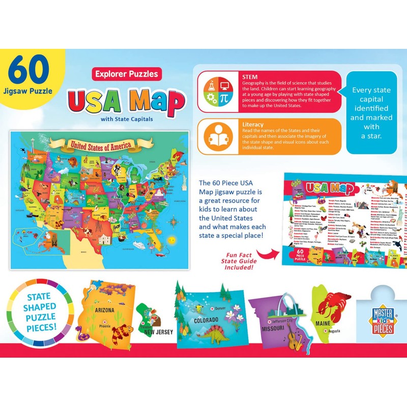 MasterPieces 60 Piece Educational Jigsaw Puzzle for Kids - USA