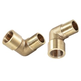DTGN 1/4 BSP X1/4 BSP (Male x Female) 90° Angle Pipe Fitting - Pack of 2 - Good for Water Pipe System - Brass Pipe Fittings - Gold Tone
