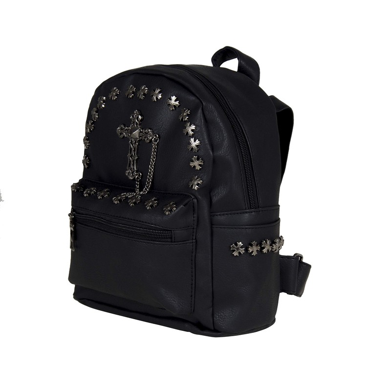 Mini Gothic Metal Cross GOTHX Stud Black Backpack Rucksack |