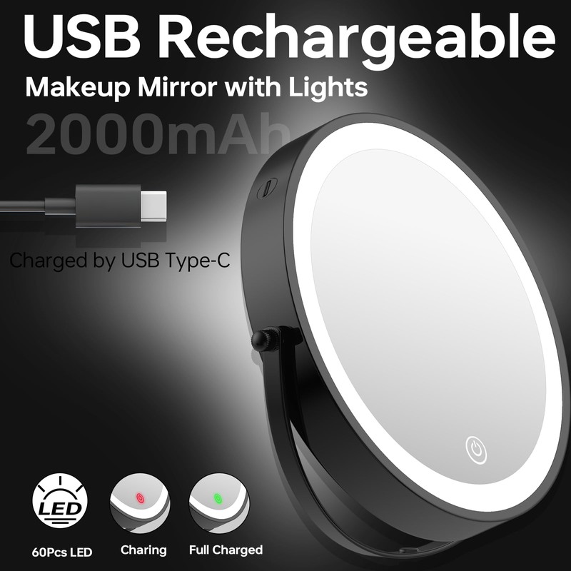 LANSI Wall Mounted Makeup Mirror with Lights, 8" Bathroom Vanity
