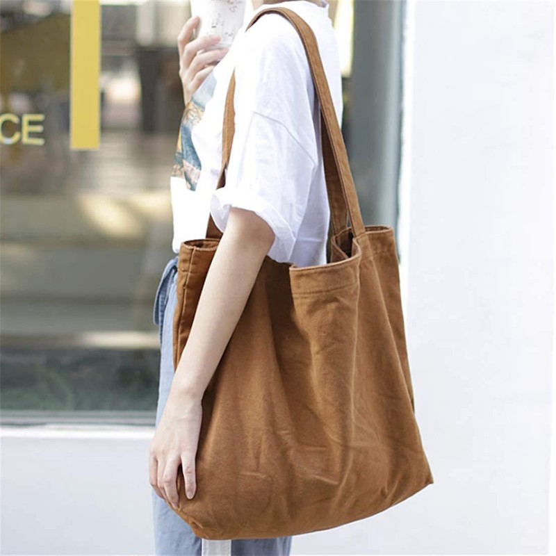 Volsha Canvas Tote Bag, A4 Large Capacity, Plain Shoulder Bag,