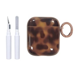 Reownest Compatible for AirPods Case Soft TPU with Cleaner Kit Cute Cool Amber Design Shockproof Keychain Cover for Girls Woman for Airpods 2 &1-Amber