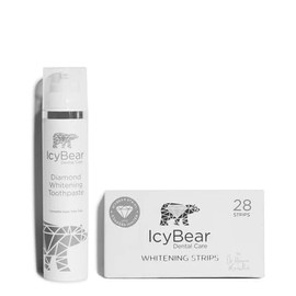 Icy Bear Dental Care ICY Bear Dental Teeth WHITENING Starter Bundle - 100ml Diamond Dust Toothpaste + 28 Whitening Strips - Pap+ - Whitening Toothpaste 1450ppm Fluoride - Tooth Stain Removal - Enamel-Friendly
