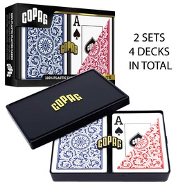 Copag Playing Cards 1546 Elite Design 100% Plastic 2 Sets (4 Decks) Red Blue Poker Size Jumbo Large Index