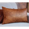 Kdays Thick Brown Faux Leather Lumbar Pillow Cover Cognac Leather