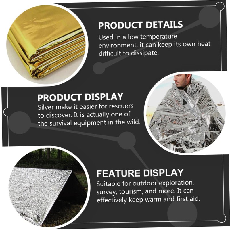 KICHOUSE Camping Blankets Survival Gear Set Reflective Aluminum Foil for