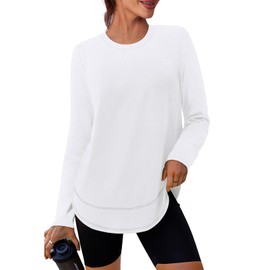 Sun Protection Clothing Women Workout Tops Gym Ropa Deportiva para Mujer‌ Yoga Columbia Fishing Shirts Tennis Lightweight Sweatshirt Thumbholes White XL