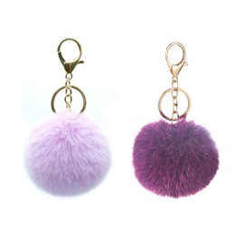 COZENTA Charm, Fluffy, Pom Pom Keychain, Cute, Set of 2, pale blue & blue