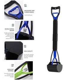 JINGUWU Dogs Pooper Scooper, 32 inch Long Handle Walking Poo Remover Grabber Picker for Clean Up Medium and Large Dogs Animal Waste or Garden Garbage (32 Inch)