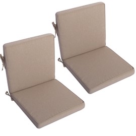 LILENO HOME Garden Chair Cushions in Taupe [Set of 2 - Low-Back] - Comfortable Loungers as Seat Cushions for Garden Furniture - Chair Cushions for Garden Chairs and Folding Chairs Dub