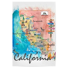 artboxONE Poster 30 x 20 cm Travel California Illustrated Map Picture California Map Highway 101 California Map