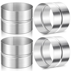 Hicarer 4 Pcs Galvanized Steel Metal Duct Connector 4 Inch Ventilation Duct Extension Round Dryer Vent Coupler Metal Dryer Pipe Coupling Rigid Pipe Connection Metal Hose Extension for Pipe, Silver