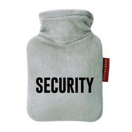 Huuraa Taschenwärmer Security Schriftzug Geschenk 0,2 Liter Grey Mini Veloursbezug Security Geschenkidee