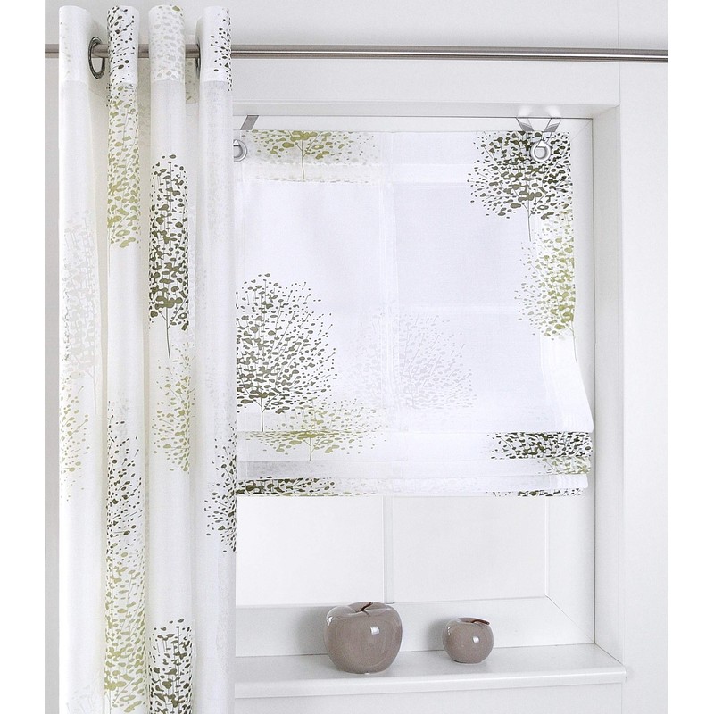Kutti Bellinda Roman Blind with Eyelets White Taupe / Green