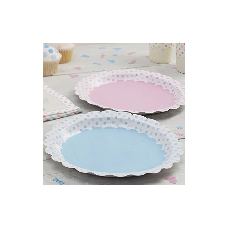 Ginger Ray Pink & Blue Spotty Paper Plates - Little