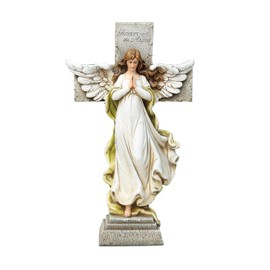 Joseph's Studio by Roman - Collection, 12" H Memorial Angel W/Cross, Made from Resin, High Level of Craftsmanship and Attention to Detail, Durable and Long Lasting