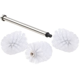 BadeStern Toilet Brush: Toilet Brush with Stainless Steel Handle and 3 Attachments with Diameter 7 cm, White (Toilet Brush 7 cm Diameter, Toilet Replacement Brush with Handle, Replacement Brush Head)