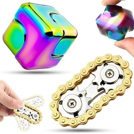GZqiancang 1 x fidget chain, metal fidget toy chain with 1 fidget cube for relieving anxiety, relaxation, staying awake, ending bad habits