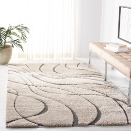 SAFAVIEH Florida Shag Collection Accent Rug - 2'3" x 4', Cream & Grey, Non-Shedding & Easy Care, 1.2-inch Thick Ideal for High Traffic Areas in Entryway, Living Room, Bedroom (SG471-1180)