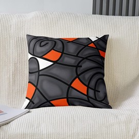 Geometric Throw Pillow Covers 18"x18" Set of 4 Soft Geometry Orange Grey White Pillow Cases Cushion Covers For Living Room Bedroom Modern Abstract Art Decorative Throw Pillowcases for Sofa Couch Chair