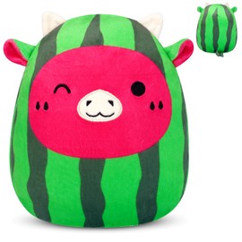 Yamepuia Cow Cuddly Toy, Cute Watermelon Cuddly Toy Cow, Cow Plush Toy Cushion, Gift for Children, Boys, Girls, Watermelon Plush Cushion for Summer Decorations (20 cm)