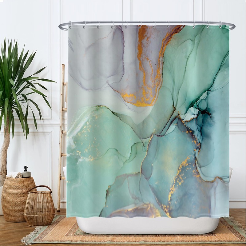 Ulticool Shower Curtain - Marble Green Blue Watercolour - 180