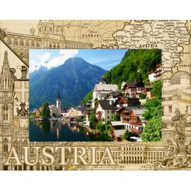 Saddle Mountain Souvenir Austria Germany Laser Engraved Wood Picture Frame Landscape (4 x 6)