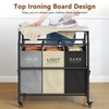Hoctieon 3 Section Laundry Sorter Cart with Ironing Board, Laundry