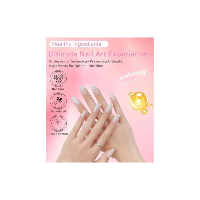 3 Pcs Polvo De Espejo Para Uñas, Efecto Iridiscente Aurora