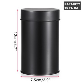 JUXYES 12 Pack Tea Tins Canister with Airtight Double Lids, 16 oz Loose Leaf Tea Storage Airtight Kitchen Canisters Tins Can Box for Storage Loose Tea Coffee Herbs and Spices, Black