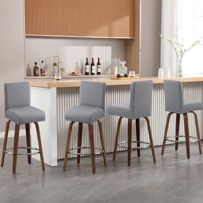 Bar Stool Covers Set of 4, Stretch Removable Plaid Barstools