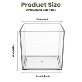 Wowang 2 Pack Clear Square Acrylic Vases 4 X 4 Inch