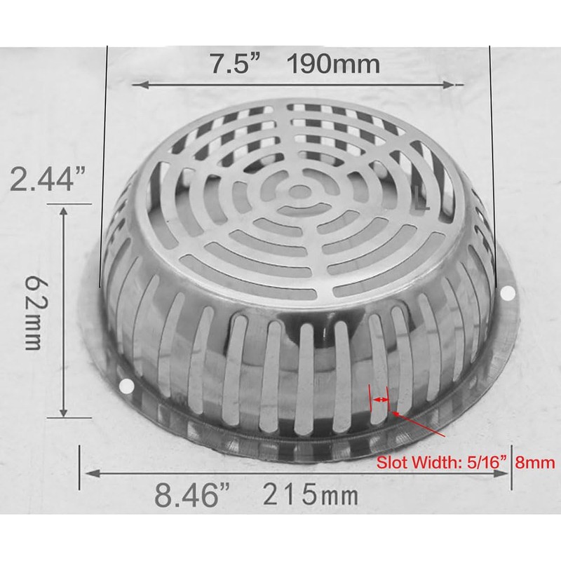 YunGenu SUS304 Stainless Steel Roof Dome Drain Cover Strainer Anti-Clogging