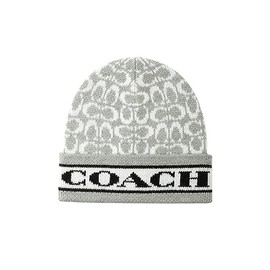 Coach Women's Signature C Logo Beanie, Chalk, One Size