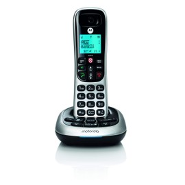 Motorola CD4011 DECT 6.0 Cordless Phone with Answering Machine and Call Block, Silver/Black, 1 Handset