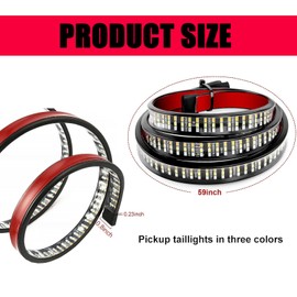 Polcatay Tailgate Light Bar, Triple Row 60" High Brightness Turn Signal Brake Reverse Light Strip, 12 V Waterproof Cool Streamer Decorative Lights, for Most Cars Trailers RVs (Multicolored)