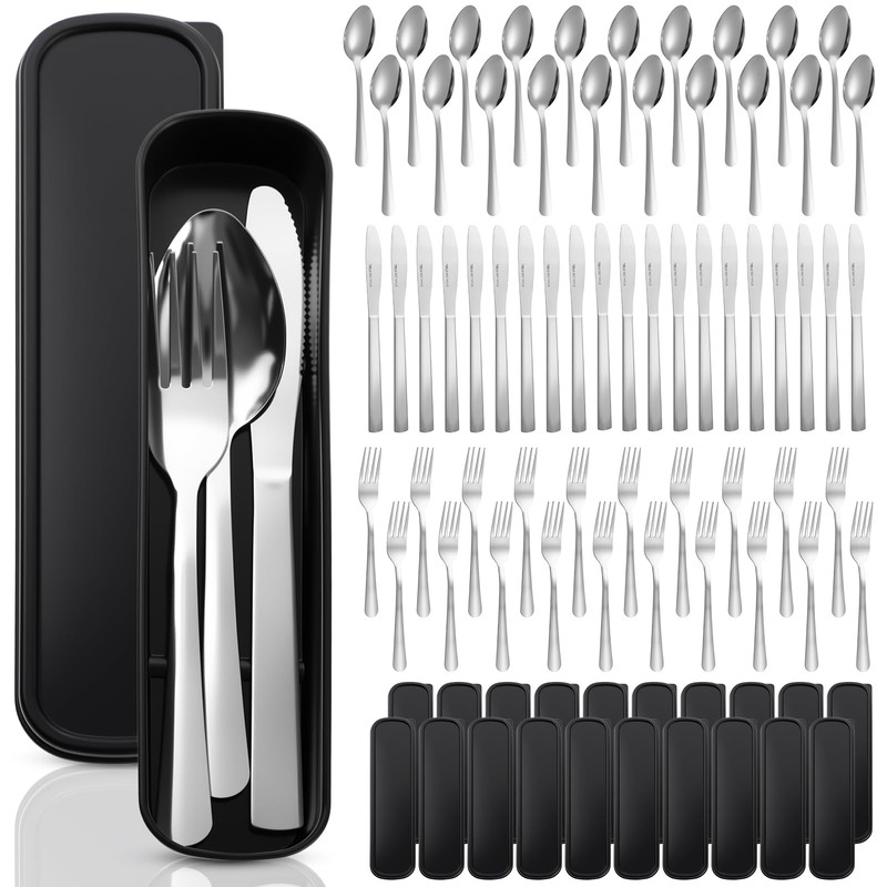 Lothee 20 Pack Travel Utensils with Case Reusable Stainless Steel