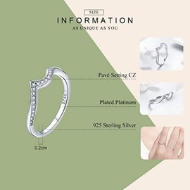 PAHALA 925 Strling Silver Geometric Heart Shape Crystals Finger Weeding Party Ring 7